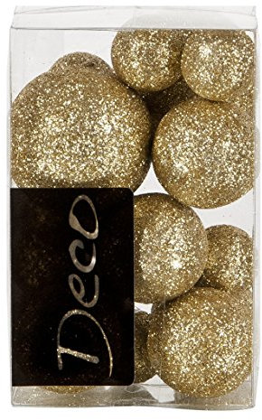 Winter-deko DEKOKUGELN mit Glitter ca 20-40mm. Set mit 18 Dekokugeln aus Styropor. 2x4cm, 6x3cm, 10x2cm. DUKATENGOLD. Weihnachten
