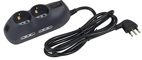 BTICINO Ciabatta Multipresa Elettrica Slot 6 Posti, 2 Polivalenti Schuko 10/16A + 4 Bivalenti 10/16A, Ciabatta Elettrica con Interruttore e Cavo 1,5m Spina 10A, Robusta Salvaspazio Flessibile, Nero
