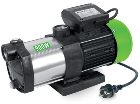 Ribimex Pompa di Superficie Autoadescante Multicellulare 3 Turbine, 900 W, Portata 5400 L/h, Prevalenza 32 m, Aspirazione Fino a 7 m, Corpo in Inox, Ideale per Pressurizzazione e Irrigazione - PRMCA3P
