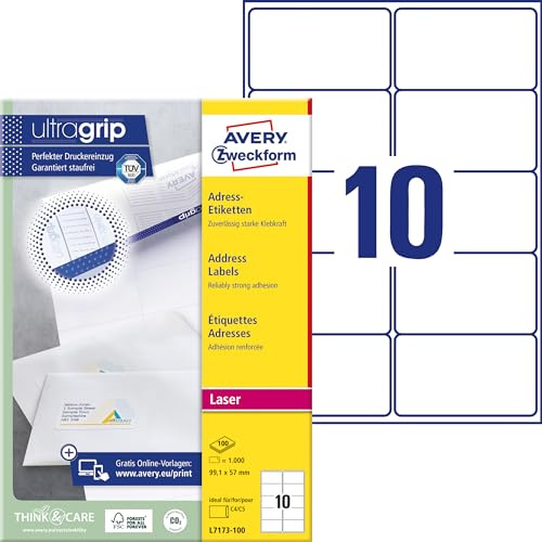 Avery L7173-100, Etiquetas de Dirección, Blanco