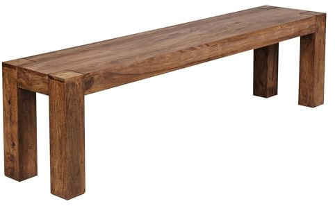 WOHNLING Banquette en Bois Massif Sheesham 160 x 45 x 35 cm Banc de Bois Produit Naturel Banc de Cuisine dans Un Style campagnard