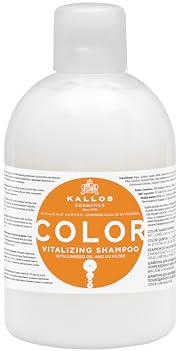 Kallos Color Shampoo con olio di lino e filtro UV per la protezione del colore per capelli tinti e fragili, 1000 ml