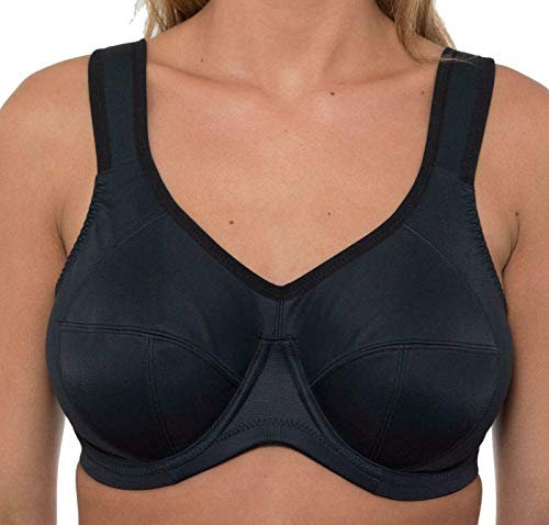 Womens High Impact Sports Bra Underwired Plus Size Sports Bra Large Bosom Bra Black 42 G