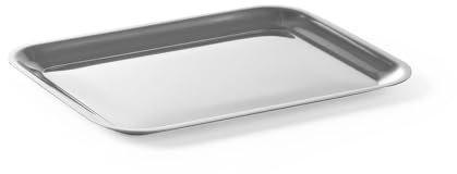 HENDI Plateau de Service, rectangulaire, Multi-Usage, pour Buffet, Fast Food et Restauration Rapide, Plats à Servir, de présentation, Passe au Lave-Vaisselle, 205x155x(H) 10mm, Acier Inoxydable