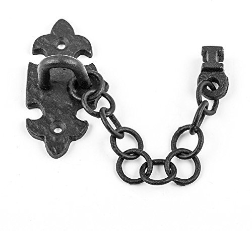 Renovators Supply Manufacturing Door Chain Lock 5 in Black Wrought Iron Chain Door Latch with Mounting Hardware