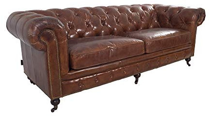 Vintage Line Chesterfield-Sofa 3-Sitzer Echtleder Sofa Couch