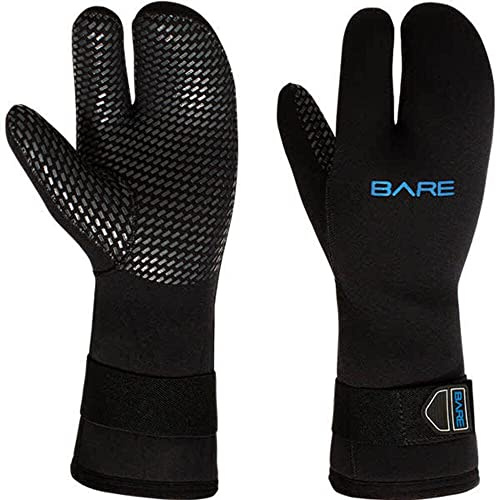 Bare 7MM 3-Finger Mitt | Designed for Scuba Diving in Colder Waters | 3 Finger Design Provides Extra Warmth by Keeping Fingers Closer Together | Velcro Strap ensures minimizes Water exhange | L