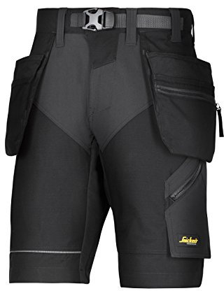 Snickers Workwear 6904 FlexiWork Arbeitsshorts mit Holstertaschen, 1 Stück, 60, schwarz, 69040404060