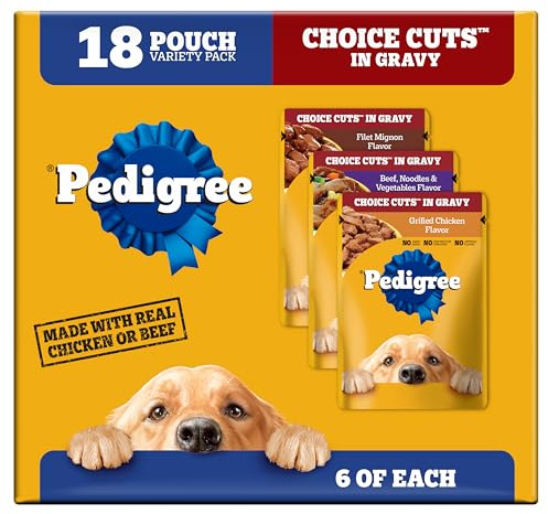 Pedigree Choice Cuts Wet Dog Food Pouch, Protein Variety, 3.5 oz, 18 Count