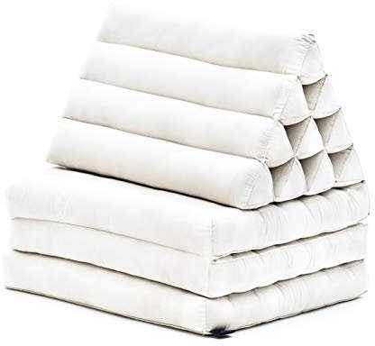 Leewadee - Bequeme Japanische Bodenmatratze - Thai Bodenliege mit Dreieckskissen - Futon Klappmatte - Thai Massagematte, Natur