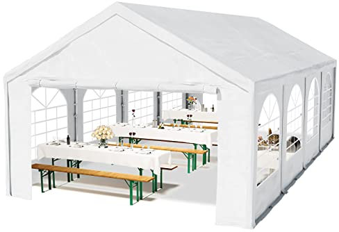 TOOLPORT Hochwertiges Partyzelt 4x8 m Pavillon Zelt PE Plane 450 N Gartenzelt Festzelt Wasserdicht weiß