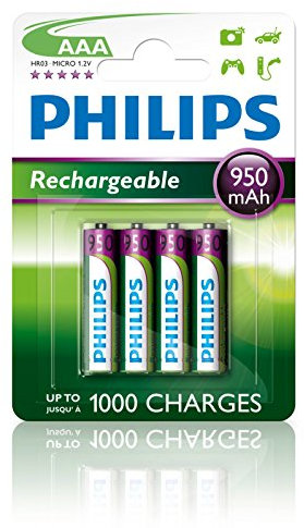 Philips Rechargeable Battery AAA - 1000mAh (4 Batteries)
