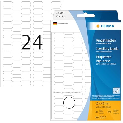 Herma 2510 Étiquettes bijouterie 10 x 49 mm carton 600 pièces Blanc