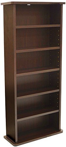 WATSONS CHAK - 222 CD or 104 DVD Blu-ray Media Storage 6 Shelf Unit - Dark Oak