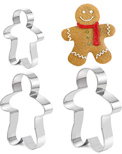 Tagliabiscotti Omino di pan di zenzero 3 pezzi - Tagliabiscotti in acciaio inossidabile 12,5 cm, 10 cm e 8 cm - Nuovi formine per biscotti Omino di pan di zenzero x3 Varie dimensioni - da TRIXES