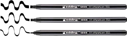 edding 1255 Pennarello punta calligrafica; Set 3 pz.; Colore nero; Tratti 2,0 mm, 3,5 mm, 0,5 mm