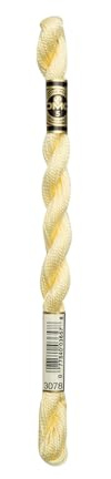 DMC 115 5-3078 Pearl Cotton Thread, Very Light Golden Yellow, Size 5