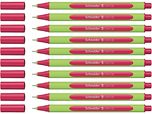 Schneider Line-Up Fineliner (Strichstärke 0,4 mm, aus biobasiertem Kunststoff, ausgezeichnet mit Der blaue Engel) 10 Stück, royal-red
