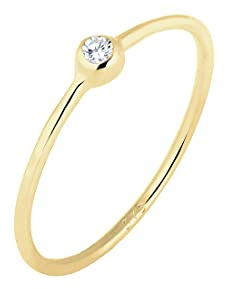 Elli PREMIUM Anillos Solitario para Mujer con Circonia Fabricado en Oro Amarillo de 375
