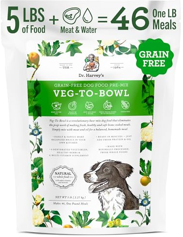 Dr. Harvey’s Veg-to-Bowl Pre-Mix Dog Food, Grain Free for a Whole Food Diet (5 pounds)