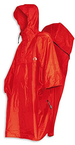Tatonka Cape M - Wasserdichter Regenponcho mit integriertem Rucksack-Regenschutz und Kapuze mit Schnürzug - Inklusive Beutel - Größe M (red)