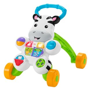 Fisher-Price Lern mit mir - Zebra Lauflernwagen, musikalisches Aktivitäts- und Gehspielzeug mit Lerninhalten, ab 6 Monaten, Version: Französisch, DLD96