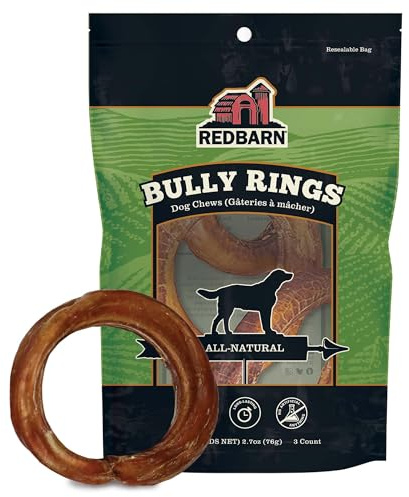 Redbarn Pet Products All-Natural 4 Bully Stick Rings for Dogs - Premium Grain-Free & Rawhide-Free Single Ingredient Long Lasting Low Odor Dental Treat for Chewers - 3 Count