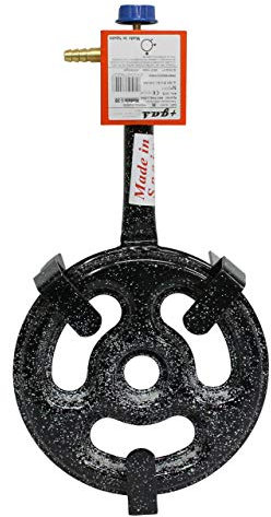 Garcima - Fornello circolare a gas butano/propano circolare con presa per gas laterale, nero, 20 cm