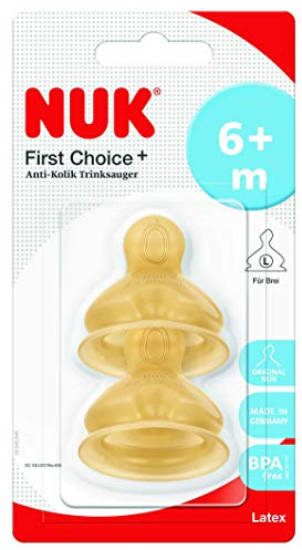 Nuk 10713239 First Choice+ Sauger, Latex, 6-18 Monate, 2 Stück, Beige, L