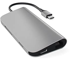 SATECHI 8 en 1 Hub USB C Adaptateur avec HDMI 4K@30Hz, Charge PD 49W, Ethernet, Lecteurs SD/MicroSD et 3X USB 3.0 pour MacBook Air & Pro, PC Portable, iPad et Plus – Gris Sidéral