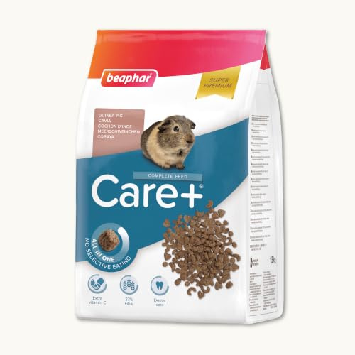 BEAPHAR — CARE+ — Alimento extruido Super Premium para conejillo de indias — Contiene vitamina C y un 22% de fibra — Sin azúcares añadidos — 1,5 kg, paquete de 1 unidad