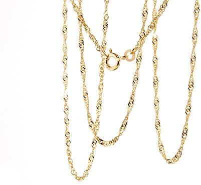 Silberketten Store Singapurkette 333 Gold Damen 80cm I filigrane Goldkette Damen hochglanz 1,4mm Stärke I Echtgold Halskette Frauen mit Federring Verschluss