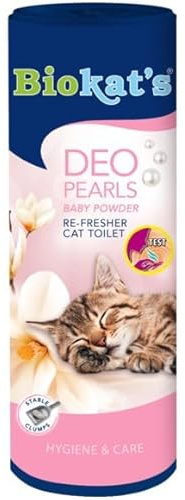 Biokat's Deo Pearls Baby Powder - Streuzusatz mit Duft für Frische und feste Klumpen in der Katzentoilette - 6 Dosen (6 x 700 g)