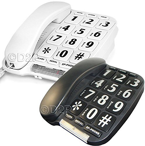Big Button Landline - Home Corded Telephone, Large Jumbo Phone | Ideal For Elderly, Desk Wall Mountable, Household Appliance, Calling Redial