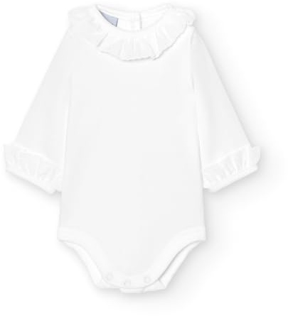 BABIDU Body Bebé Manga Larga 100% Algodón Cuello Batista con Puntilla, Body Bebé Recién Nacido Tejido Suave Hipoalergénico y Transpirable, Ropa Bebé Niño y Niña Unisex, Primera Puesta, Para Uso Diario