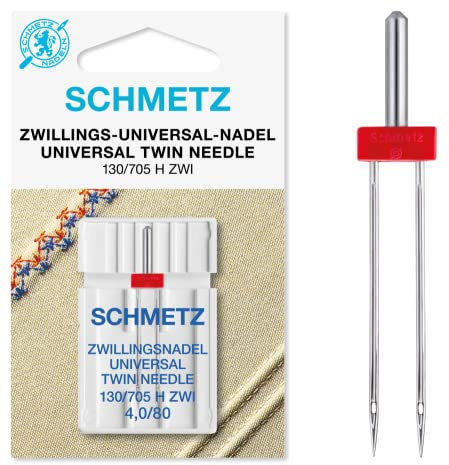 SCHMETZ | 1 Nähmaschinennadel | Zwillings-Universal | 130/705 H ZWI 4.0 | Nadeldicke 4.0/80 | auf jeder gängigen Haushaltsnähmaschine einsetzbar