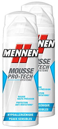 Mennen – Schiuma da Barba Uomo Pro-Tech Sistema ipoallergenico per pelli fragili – 250 ml – Set di 2