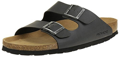 Rohde Herren Männer Sandale Pantolette Zweiriemer Hausschuhe 5920 grau, Schuhgröße:44 EU