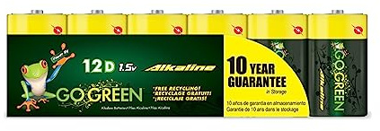 GoGreen Power (24014) Eco Friendly Alkaline D Batteries - No Lead, Cadmium or Mercury - Pack of 12