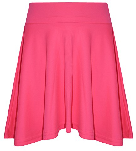 A2Z 4 Kids Filles Uni Patineuse Jupe Camouflage pour École Tendance - Plain Skater Skirt Neon Pink 7-8