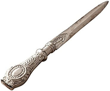 Loberon Brieföffner Parsifal, Aufwendig Verzierter Griff, mit Antik-Finish, Accessoire, Schreibwaren, Messing, Silber