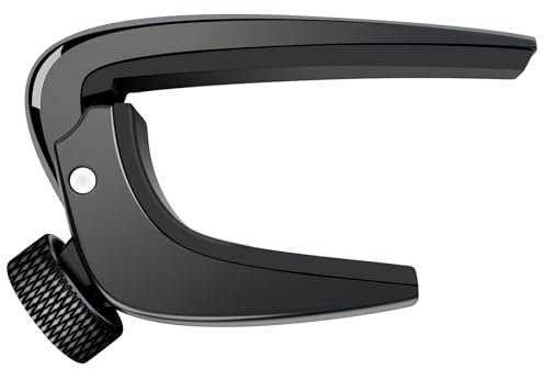 WINGO Kapodaster für Gitarre,Pro Gitarre Capo mit Mikro Einstellung Knopf für Akustikgitarre, E-Gitarre,Banjo, Bass& Ukulele - Schwar