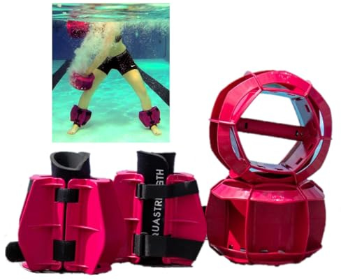 Aquastrength Total Body Bundle - Functional Aquatic Workout Equipment | Pool Water Weights | Online Link Free Workout Programs and Demo Videos. Quick Start Guide Included with Shipment. (Pink)