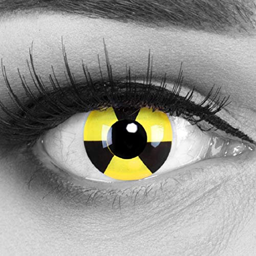 MeralenS Lenti a Contatto Colorate Arancioni - con Porta Lenti a Contatto - morbide comode da Indossare e Ideali per Halloween Manga Anime Cosplay o Carnevale Senza correzione Radiate Funnylens