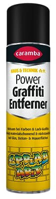 Caramba Power Graffiti Entferner, Beseitigt Sprühfarbe, Filzstift und Lack, Abbeizer für Beton, Glas, Metall und Kunststoff, Materialschonend, 400 ml