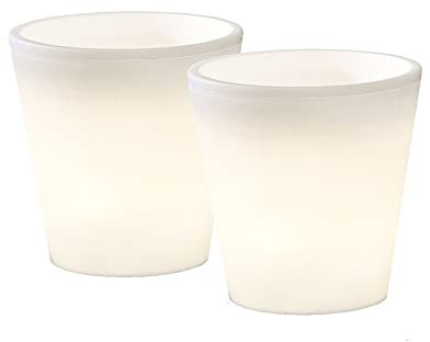 Beleuchteter Blumenkübel im 2er Set Outdoor LED Blumentopf Ø 37cm 6m Zuleitung & Trafo IP44 - Terrassenbeleuchtung