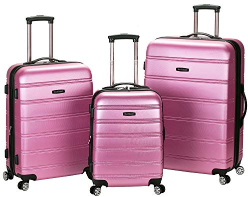 Rockland Melbourne Hardside 3 Piece Expandable Spinner Wheel Luggage Set, (20/24/28), Pink