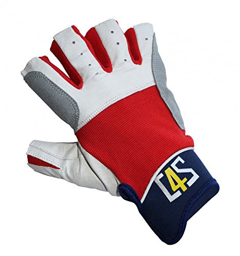 crazy4sailing Damen Herren Segelhandschuhe Regatta - 5 Finger-frei, Farbe:rot, Größe:L