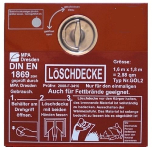 Löschdecke + Behälter Din EN 1869