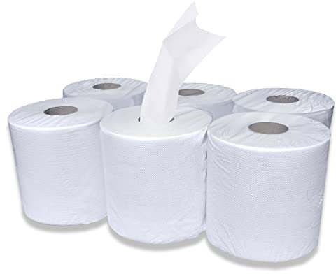 Handtuchpapierrollen 2-lagig, Spiralkern 20cmx150m, Weißegrad 70%, Perforiert – Papierhandtücher für Spender, Einweg Handtuchrollen, Hygienische Handtuchpapierrollen für Gastronomie und Fitness